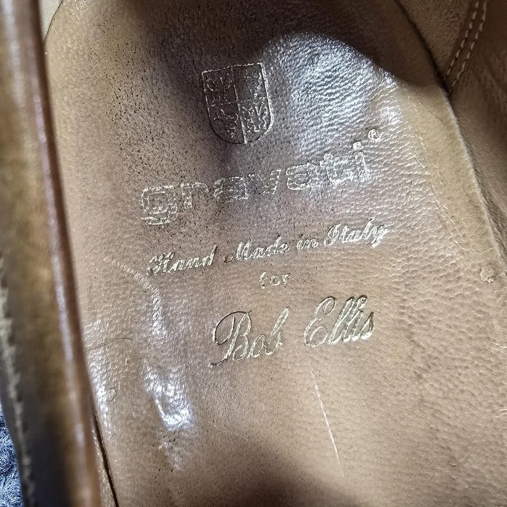 Gravati Loafers Mens Size 11 Brown Leather Slip On Dress Shoes‎ Hand Made Italy